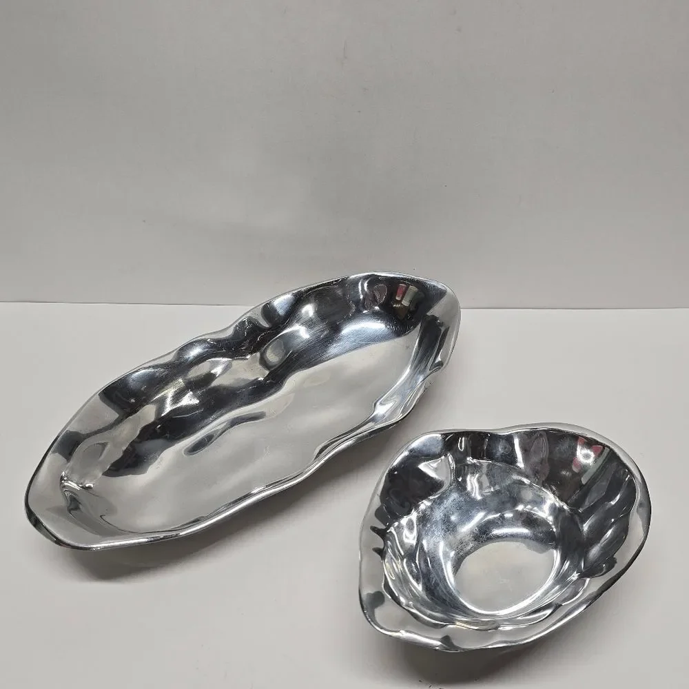 Pottery Barn Pasha Metal Polished Serving Bowls Set Of 2